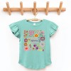 The Juniper Shop Happiness Blooms From Within Flutter Sleeve Tee - 5/6T - Seafoam - 3 of 4