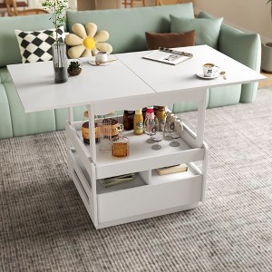 Sapphtopaz Modern Rectangle Coffee Table with Storage Base, Length Adjustable Extendable Living Room Tables, Center Table for Living Room, Black - 1 of 4
