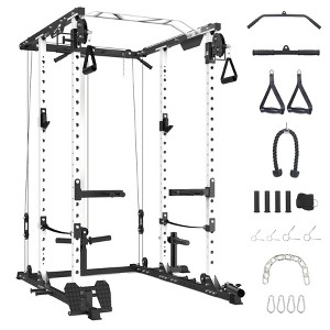 Power Cage 2000LBS, Multi-Functional Squat Rack with Cable Cross-Over System & LAT Pull Down, 5-in-1 Home Gym Strength Trainer - 1 of 4