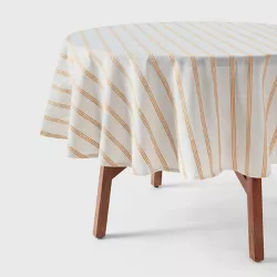 70" Cotton Striped Round Tablecloth Yellow - Threshold™