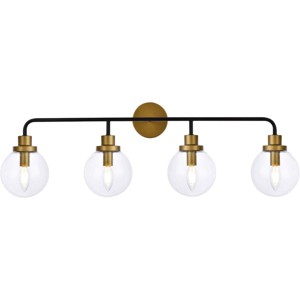 Elegant Lighting Hanson 4 lights bath sconce in black with brass with clear shade - 1 of 4