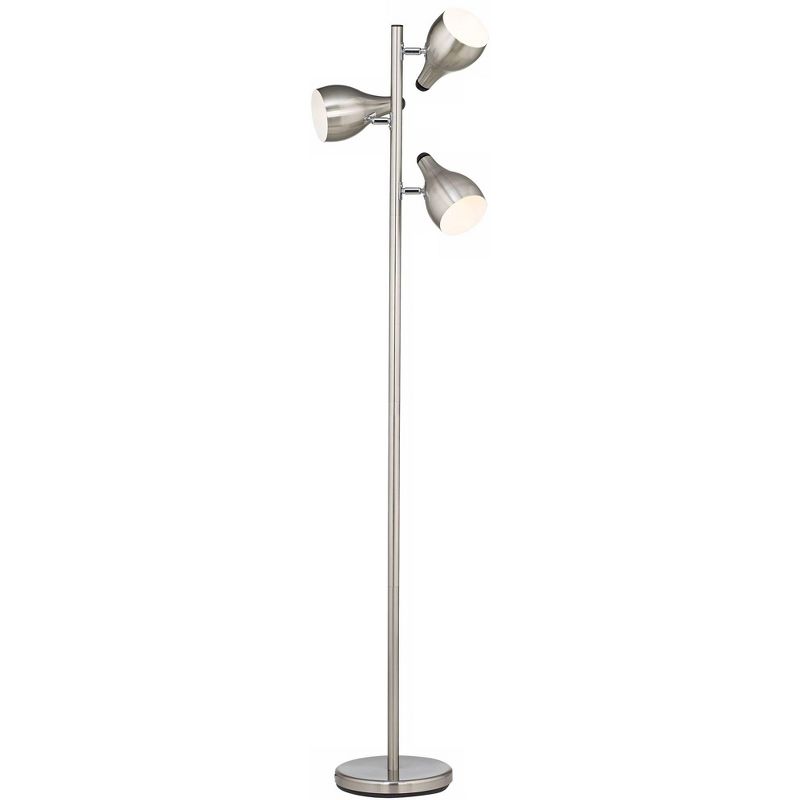 360 Lighting Modern Floor Lamp 3-Light Tree 64" Tall Brushed Steel Adjustable Shades for Living Room Reading Bedroom Office, 3 of 8