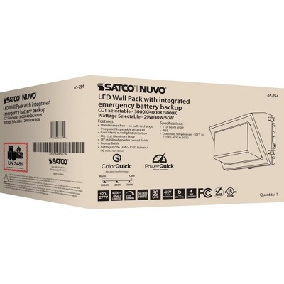 Bronze Dimmable LED Outdoor Wall Pack with Battery Backup