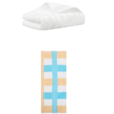 REGALWOVEN Pure Cotton Striped Decorative Hand Towel for Bathroom 14" x 30"/13" x 29" 2 Pcs