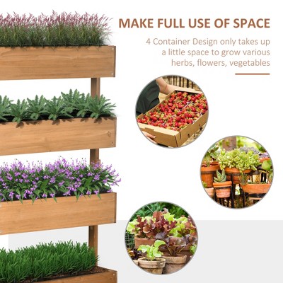 Wooden 4-Tier Self-Draining Vertical Garden Planter for Outdoor Use