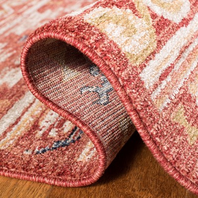 Rust and Ivory Hand-Knotted Synthetic Runner Rug, 24" x 4"