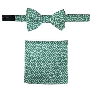Men's Floral 2.75" x 4.75" Adjustable 16" - 20" Freestyle Self Tie with Hankie Set - 1 of 4