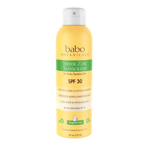 Babo Botanicals Sheer Zinc Sunscreen Spray Fragrance - Spf 30  :  Target