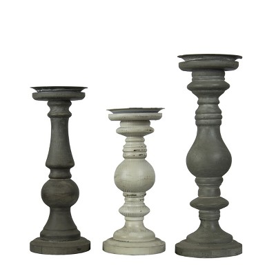 VIP Wood 17 in. Multicolor Classical Candle Holders Set of 3
