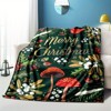 Lomsoe Vintage Floral Mushroom Christmas Print Flannel Blanket - All Seasons Soft Cozy Warm Throw Blanket for Bed, Napping, Camping, Travel, Office - 2 of 4