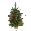 2ft. Pine, Pinecone & Berries Artificial Christmas Tree with 35 LED Lights & 86 Branches – Compact Holiday X-Mas Accent - 2 of 4