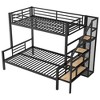 YOOCOZZ Twin Over Full Metal Bunk Bed with Storage Staircase and Built-in Small Wardrobe - 3 of 4