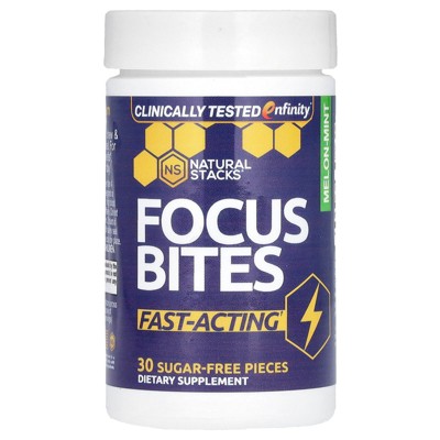 Natural Stacks Focus Bites, Melon-Mint, 30 Sugar-Free Pieces