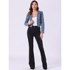 Allegra K Women's Collarless Open Front Casual Crop Denim Jacket - 4 of 4