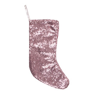  Northlight 17.5" Pink and White Shiny Sequins Hanging Christmas Stocking 