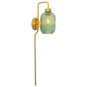32" Otto Retro Wall Sconce Green - River of Goods: Brushed Gold-Finish, LED Compatible, UL Listed - 1 of 4