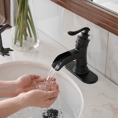 Matte Black Stainless Steel Low-Arc Bathroom Faucet with Lever Handle