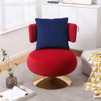 Round Teddy/Velvet Fabric Swivel Barrel Chair With Armrest - ModernLuxe