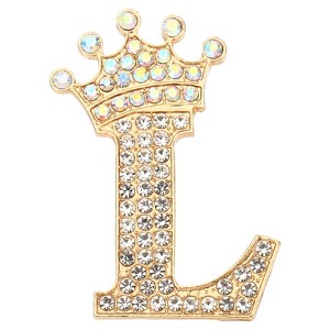 Unique Bargains Women Rhinestone Initial Alphabet Badges Pins and Clips - 1 of 4