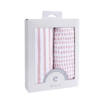 Blue and Pink Striped Jersey Cotton Crib Sheet Set