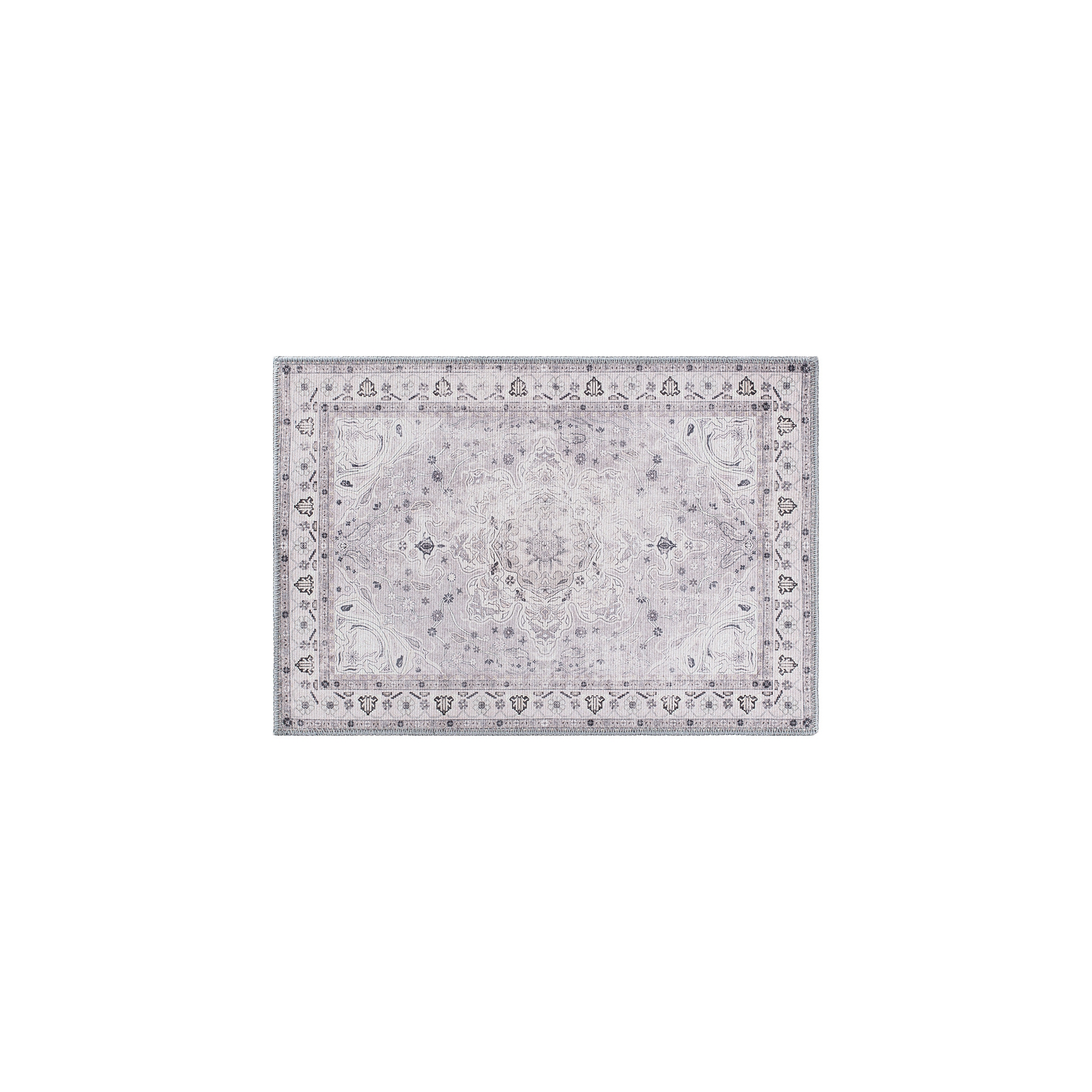 World Rug Gallery Transitional Medallion Machine Washable 2'1"x3' Gray Door Mat: Stain-Resistant, Flat Pile, Indoor Use