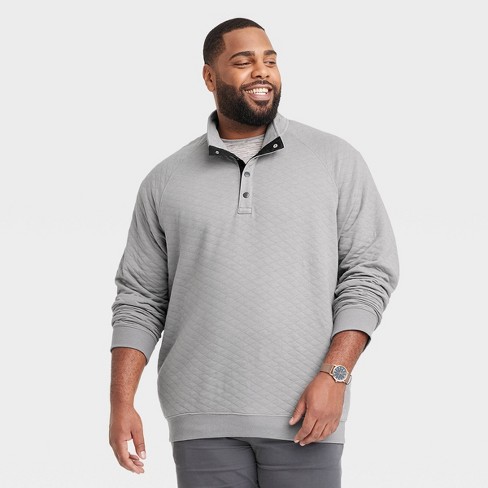 Men's Big & Tall Quilted Snap Pullover Sweatshirt - Goodfellow & Co™  Charcoal Gray 5XLT