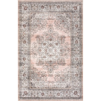 Nuloom Cia Floral Spill Proof Treated Pet Friendly Premium Machine Washable Area Rug