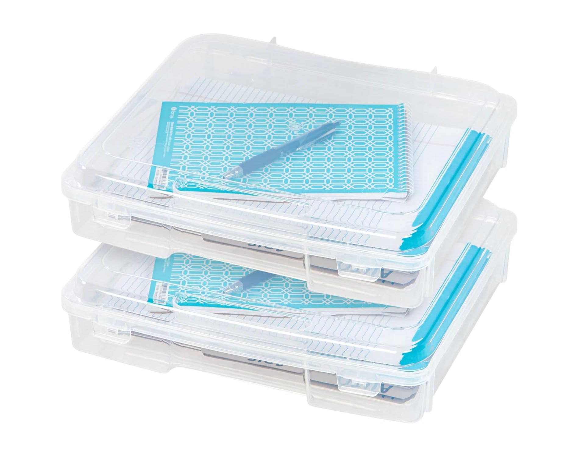 IRIS USA Board Game Storage Craft Organizer Box with Snap-Tight Latch Lid, Plastic Case Bin for Puzzles, Magazines, Hobbies, Art Supplies, 2Pk
