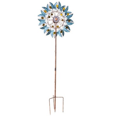 Wind & Weather Verdigris Leaf Solar-Lighted Metal Wind Spinner