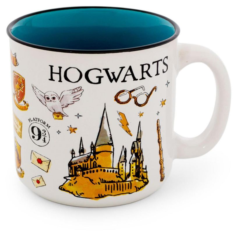 Silver Buffalo Harry Potter Hogwarts All Over Icons Destination Ceramic Camper Mug | Holds 20 Ounces, 1 of 7