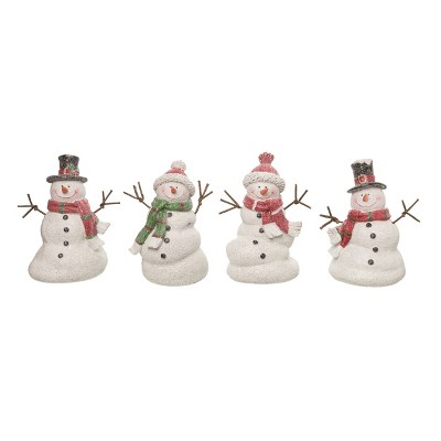 Transpac Resin Snowman Figurine Set of 4 Christmas Home Decorations