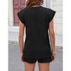 Women's Summer Two Piece Sets Casual Cap Sleeve Textured Knits Tops And Drawstring Shorts Lounge Sets - 2 of 4