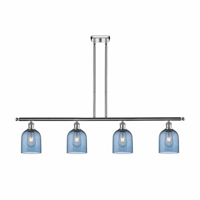 Bella - 4 Light Stem Hung Island In Industrial Style-10 Inches Tall and 48 Inches Wide