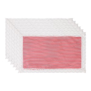 REGALWOVEN Rustic Placemats Set of 6 Placemats for Dining Table Decor Washable Kitchen Table Mat with Lace Trim - 1 of 4