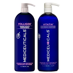 Mediceuticals Folligen Scalp & Hair Shampoo (33.8 oz) + Vitatin Moisturizing Conditioner (33.8 oz) - LITER DUO SET - 1 of 4
