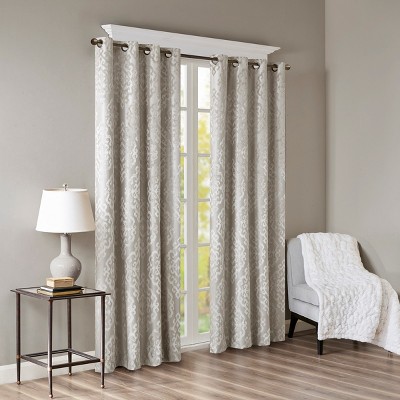 Grungis 50x84 Inch Polyester Knitted Jacquard Damask Total Blackout Curtain Panels with Grommet Top for Living Room,Bedroom