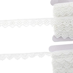 Bright Creations 2 Pack 15-Yard Crochet Lace Ribbons Trim Rolls for Crafts & Party Decorations, 0.5 & 0.7 in Wide, White - 1 of 4