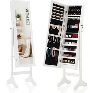 ELJGET 47.3" Freestanding Jewelry Armoire with Full-Length Mirror, Lockable Jewelry Organizer Cabinet, Large Storage - 1 of 4