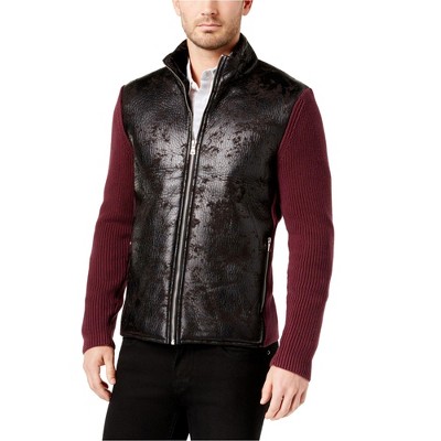 I.N.C International Concepts Mens Swacket with Faux-Fur Lining Jacket, Red, Large