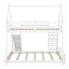 Twin Over Queen Size Bunk Bed, Wooden House Shape Bunk Bed Frame With Climbing Nets And Climbing Ramp For Boys Girls Teens - 4 of 4