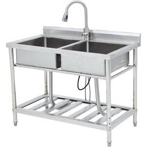 33 x 18 x 30 in Stainless Steel Utility Sink, Drop-In or Freestanding Single Bowl with Hot/Cold Water Inlets, for Kitchen/Laundry/Garage/Restaurant - 1 of 4