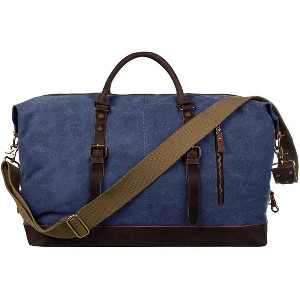 Canvas Duffle Bag for Travel, 60L Large Capacity Weekender Carry On with Removable Strap, Vintage Look for Men and Women - 1 of 4