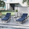 ALAULM Patio Chaise Lounge Set 3 Pieces Outdoor Lounge Chair, Rattan Reclining Chair Adjustable Backrest - 3 of 4