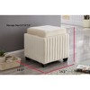 Entryway Bench Upholstered Storage Rectangular Bench, Bedroom Bed End Bench Bed Foot, Entryway Bench Light Beige Linen Fabric White + Black - 3 of 4