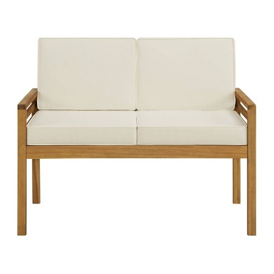 Okemo 2-Piece Acacia Wood Outdoor Patio Set with Cream Cushions