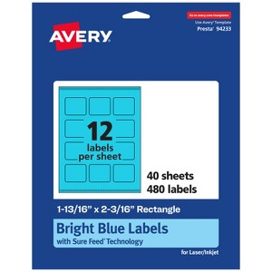 Avery Bright Blue Paper Labels, 1-13/16" x 2-3/16" Rectangle - 1 of 4