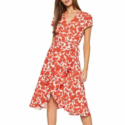 Women's Fiesta Floral Print Faux Wrap Midi Dress - BARDOT