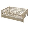 Okak Twin/Full Wooden Bed Frame with Trundle & Guardrails,Modern Platform Daybed for Kids Room,Bedroom,No Box Spring Needed - 3 of 4