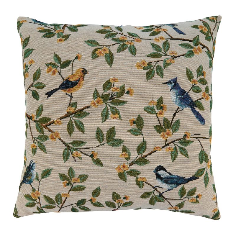 Saro Lifestyle Jacquard Bird Pillow - Poly Filled, 18" Square, Multi, 1 of 3