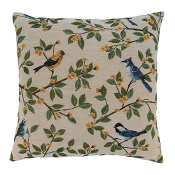 Saro Lifestyle Jacquard Bird Pillow - Poly Filled, 18" Square, Multi